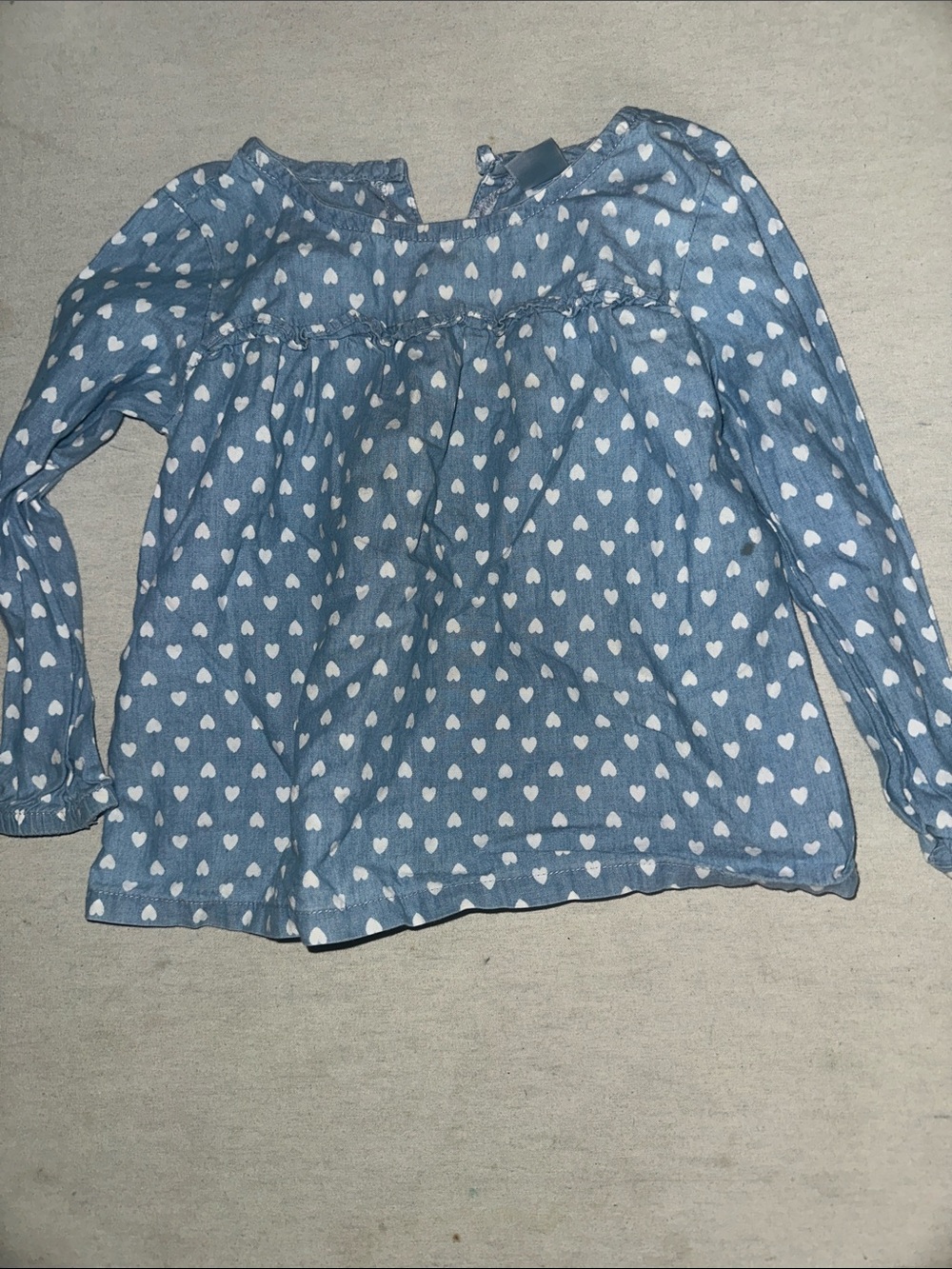 Kids Size 2T Carters Blue Heart Print Long Sleeve Top